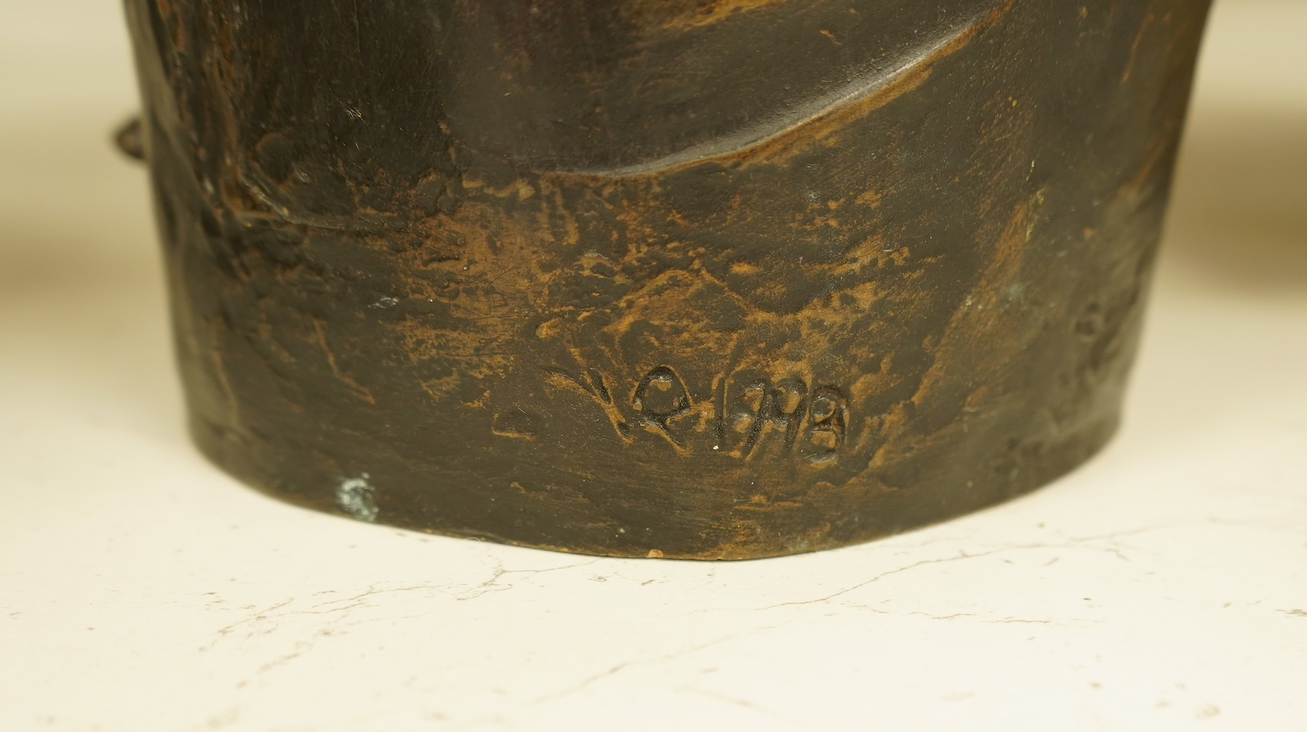 A decorative Art Nouveau style sculpture decorated with figures in relief, 32cm high